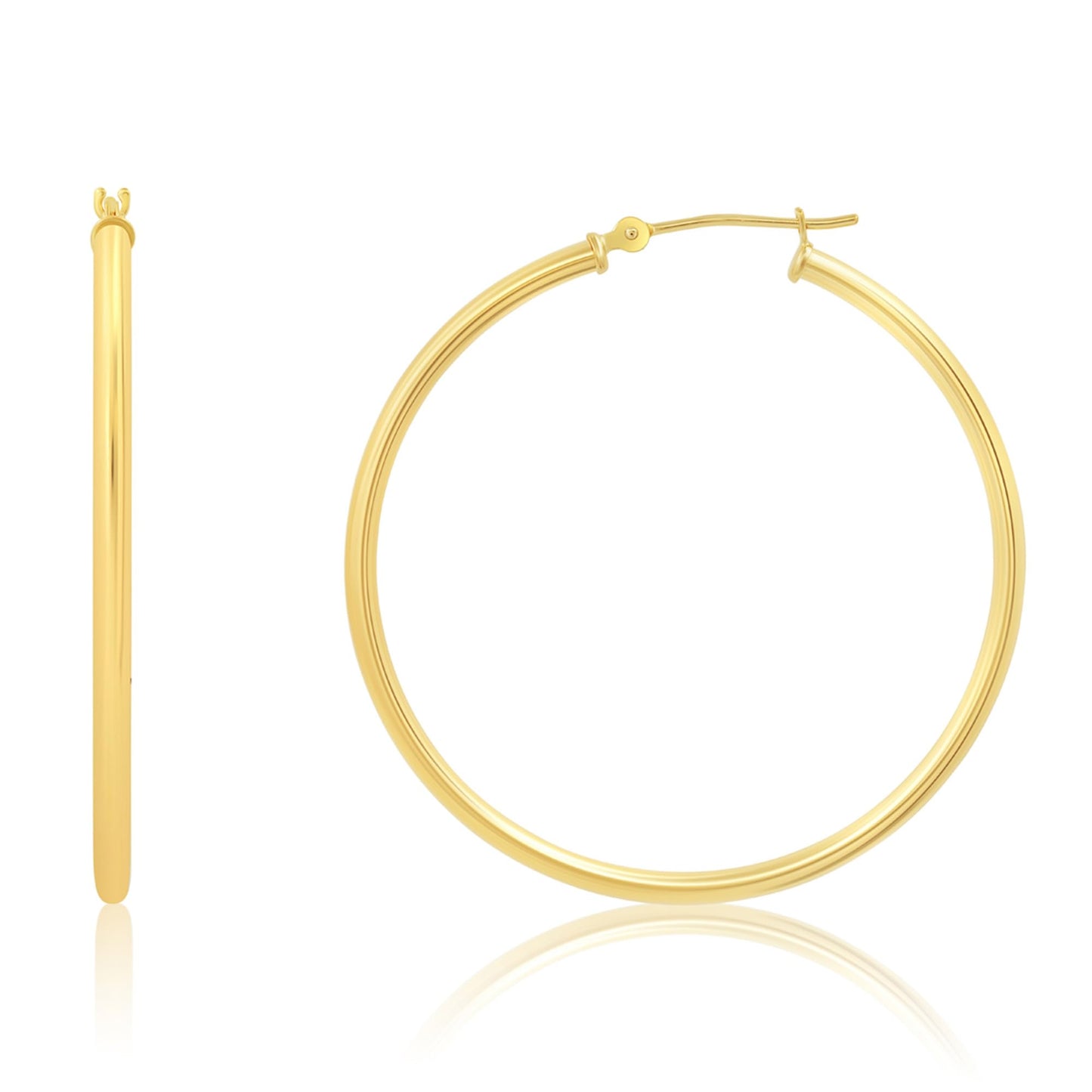 MAX + STONE Solid 14k Gold Hoop Earrings with Click Tops for Women | 1.5 Inch Large Yellow Gold